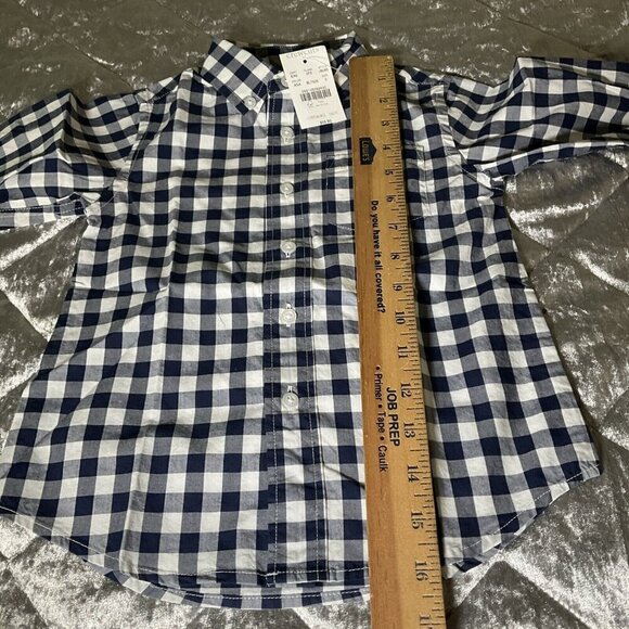 Crewcuts Boys 2T Button Down Up Longsleeve Top Blue White Check Gingham Shirt - Picture 4 of 8